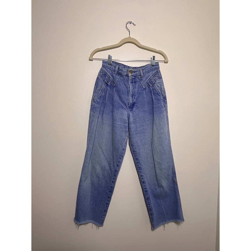 Vintage Rocky Mountain Clothing Co High Waisted Pleated Western Jeans Raw Hem‎